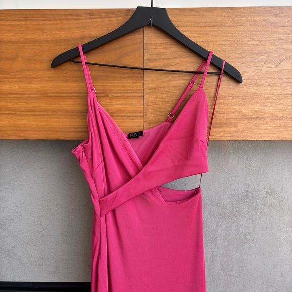 NWOT NBD Titan Gown in Fuchsia Side Cut Out Maxi Dress, Size S - Picture 3 of 16